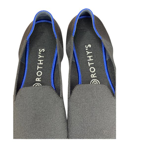Rothy’s The Loafer Women’s 9 Black Knit Flats Blue Trim Sustainable Shoes - Picture 7 of 9